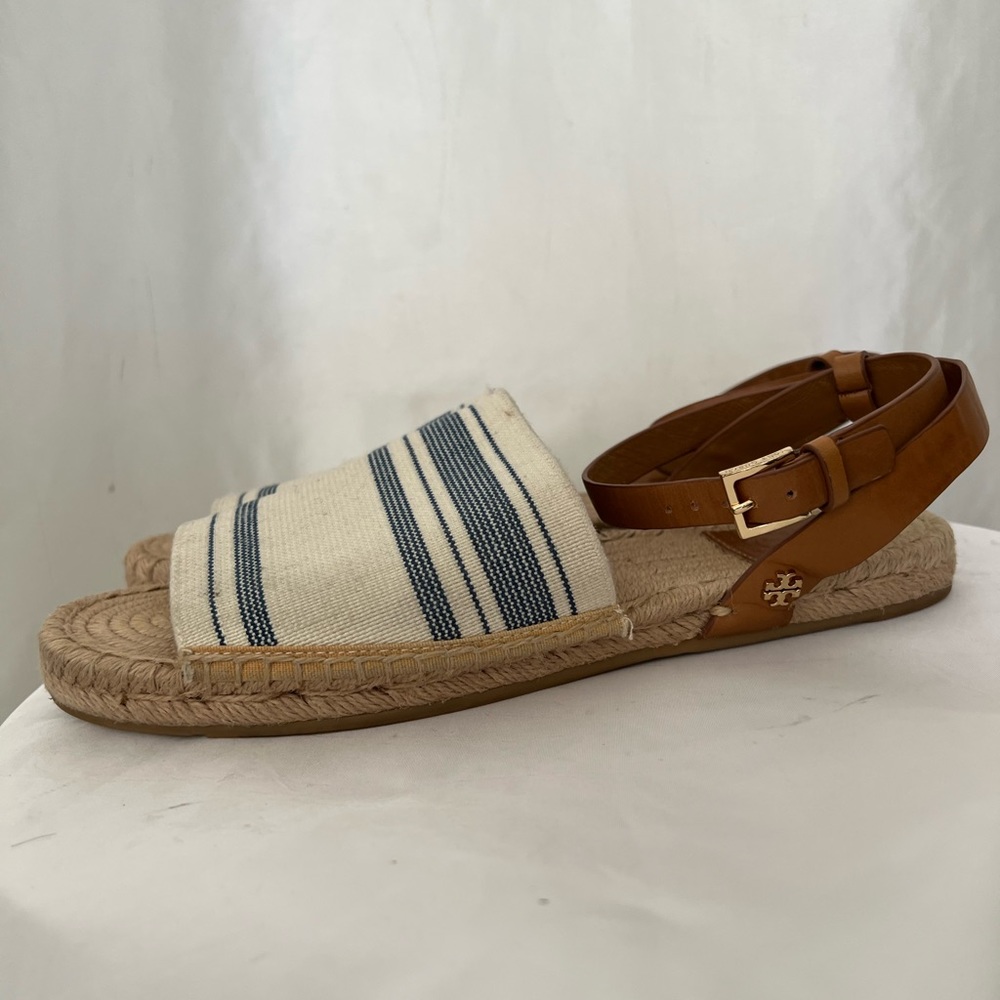 Tory Burch Stretch Canvas EspadrillesIvory/Blue Gem